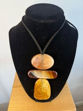 Handcrafted Golden Amber Resin Pendant Necklace - Women Jewelry